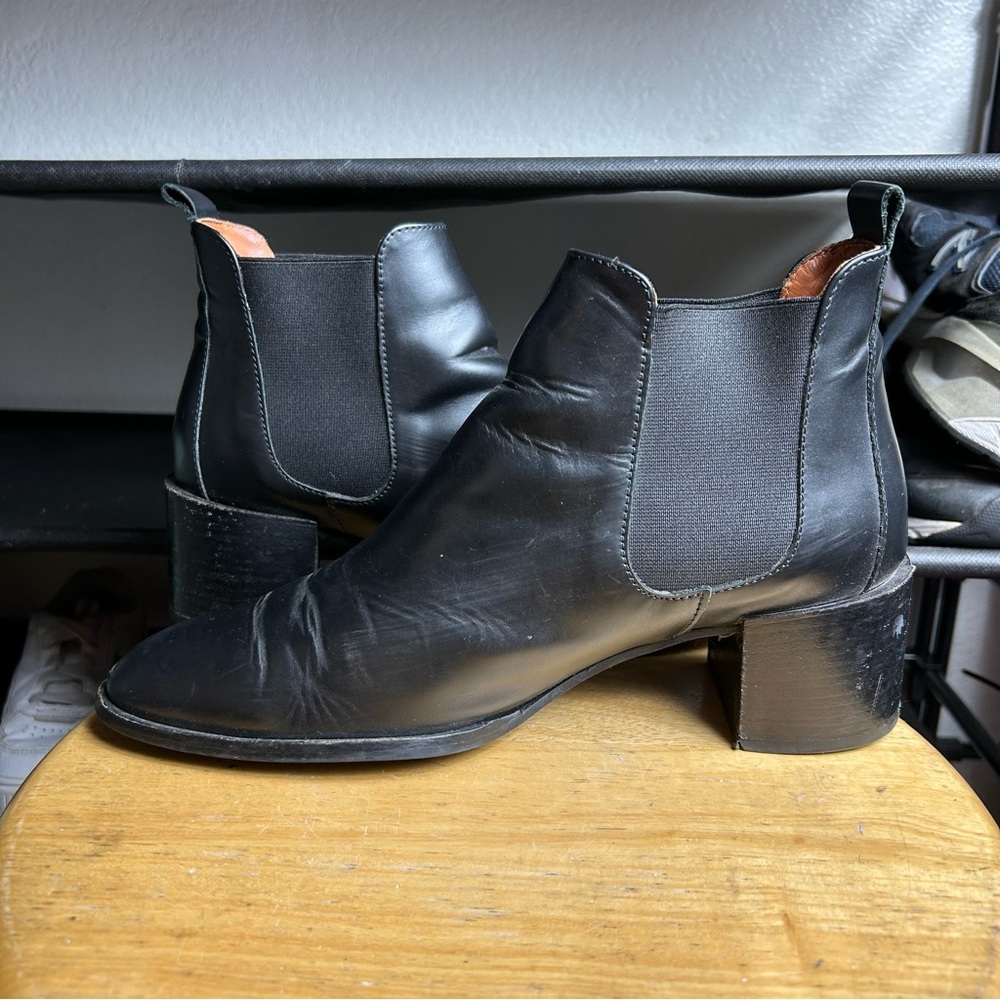 Everlane The Heels Black Leather Pointed Ankle Boots View 5